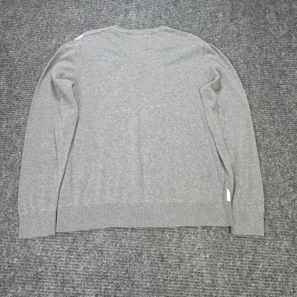 Claiborne Argyle V-Neck Sweater Men's Size Small‎ Gray Purple White 100% Cotton